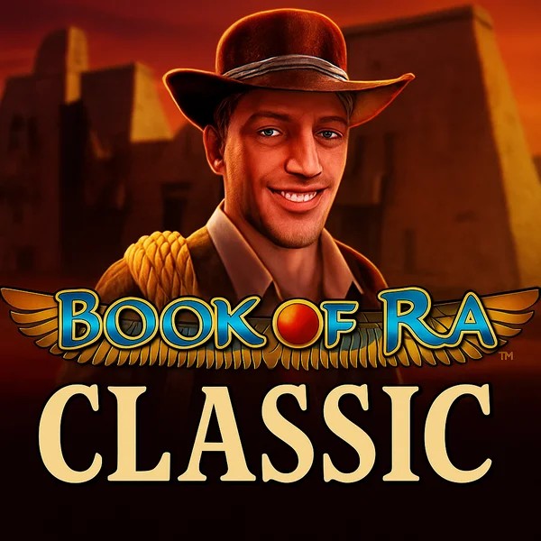 Book of Ra Classic slot logo by Novomatic at Spinjo Casino